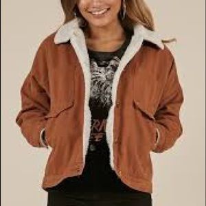 NWOT Camel Khaki Shearling Lined Coat